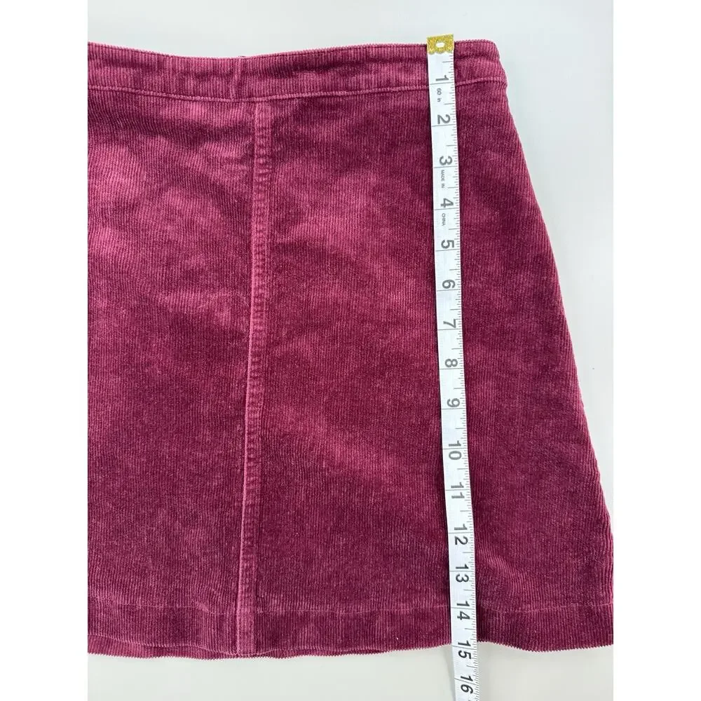 Forever 21 Women’s Corduroy Mini Skirt S‎ Burgundy Pink Fall Retro Boho Cotton - Picture 5 of 10